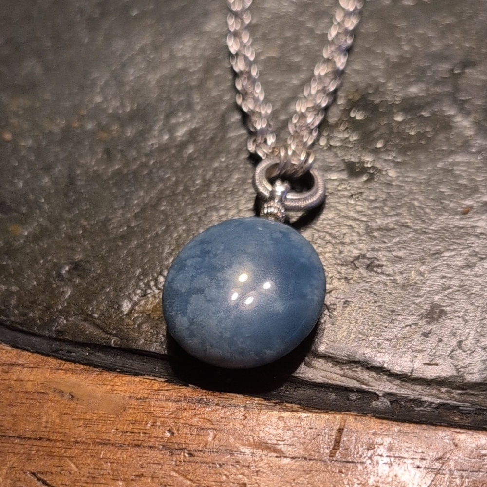 Azure Gemstone Necklace with Silver Chain